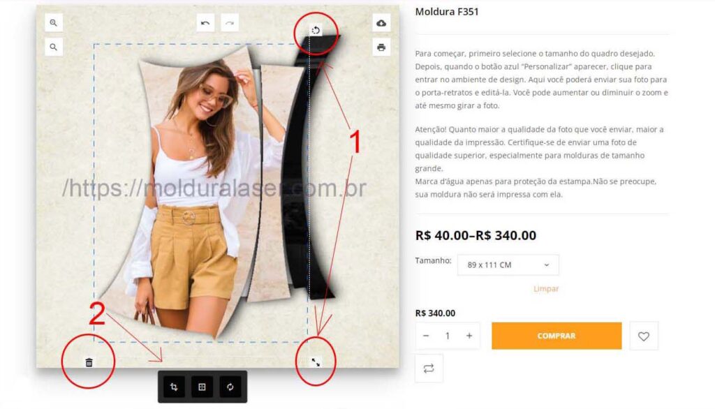Edite a foto enviada dentro da moldura