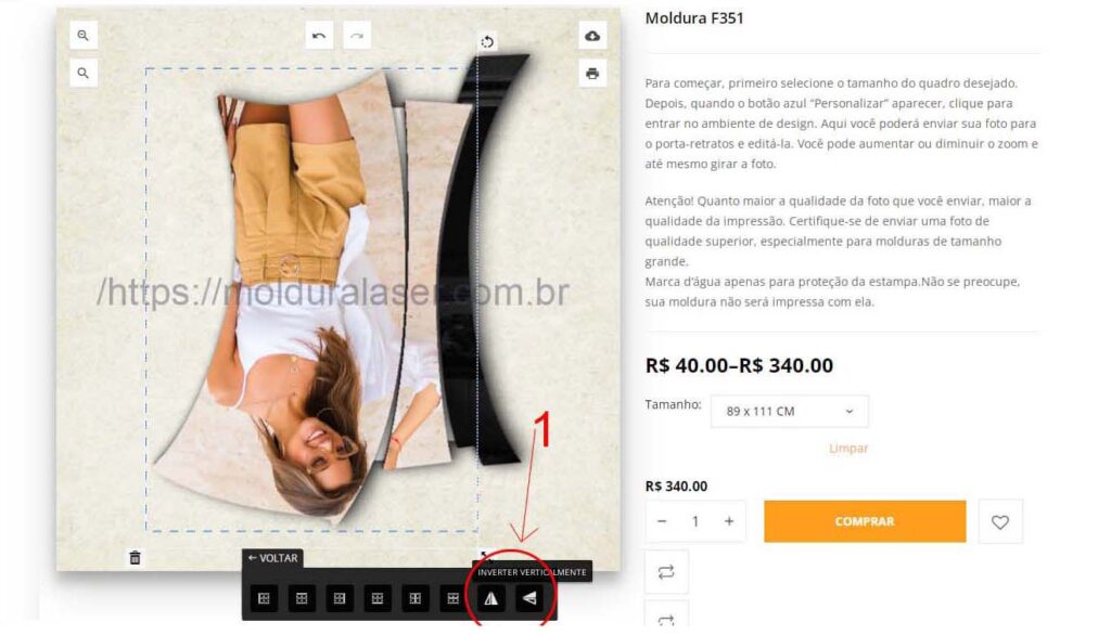 Espelhando a foto dentro da moldura